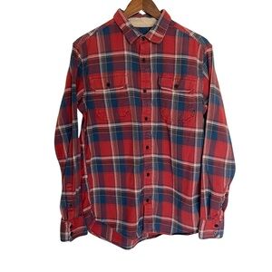 Burton Durable Goods Orange Plaid Flannel Button Up - Men’s Medium